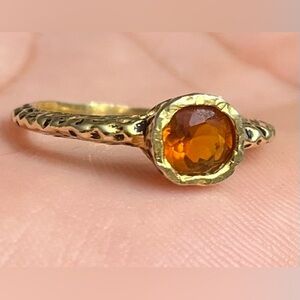 Gold Plated Nugget Ring Orange Stone Size 8